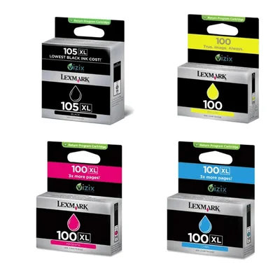 Cartucho De Tinta lexmark 105xl Preto E Kit De 3 Cores Lexmark 100xl Magenta, Ciano, Amarelo | Lexmark Pro 205 705 803