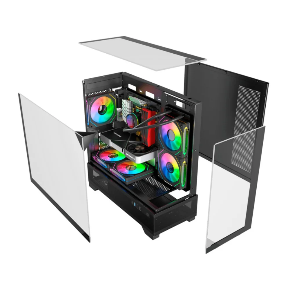 Imagem 4 de 5 do produto Gabinete Liketec Mahal Dark Mid Tower Vidro Temperado Usb S/fan Preto