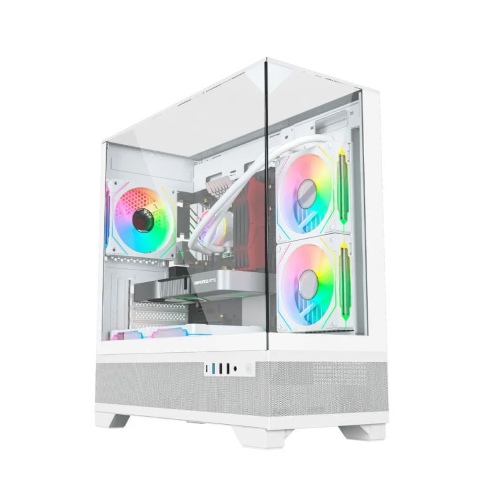 Gabinete Liketec Mahal Snow Mid Tower Vidro Temperado Usb S/fan Branco