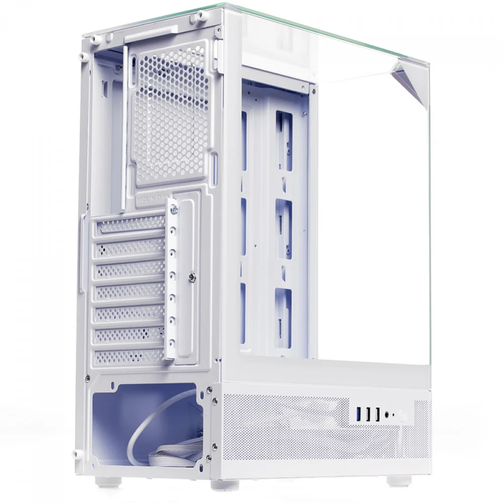 Imagem 2 de 5 do produto Gabinete Liketec Kingdom Snow  Mid Tower Vidro Temperado Usb S/fan Branco