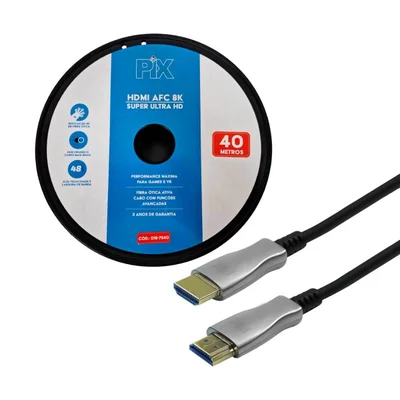 Cabo HDMI Fibra 2.1 Dinâmico Hdr 4k 144hz 8k 120hz 40metros