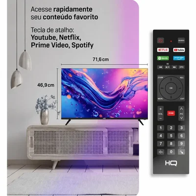 Smart Tv Hq 32" Hd Tela Sem Bordas Sistema Android Design Slim Hqs32nkhm 15