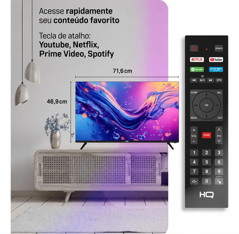 Smart Tv Hq 32" Hd Tela Sem Bordas Sistema Android Design Slim Hqs32nkhm 5