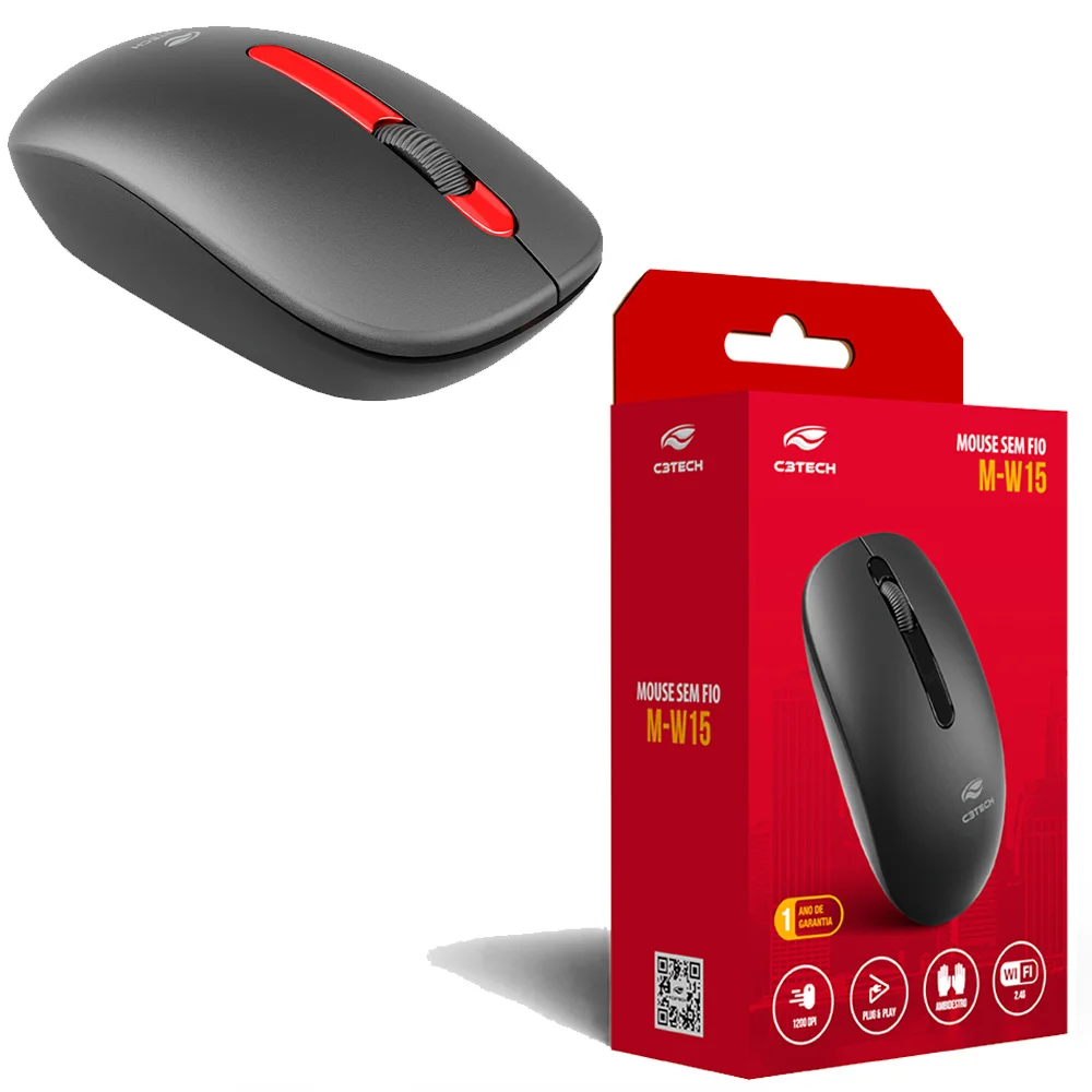 Imagem 5 de 5 do produto Mouse Sem Fio M-w15rbk Vermelho C3tech