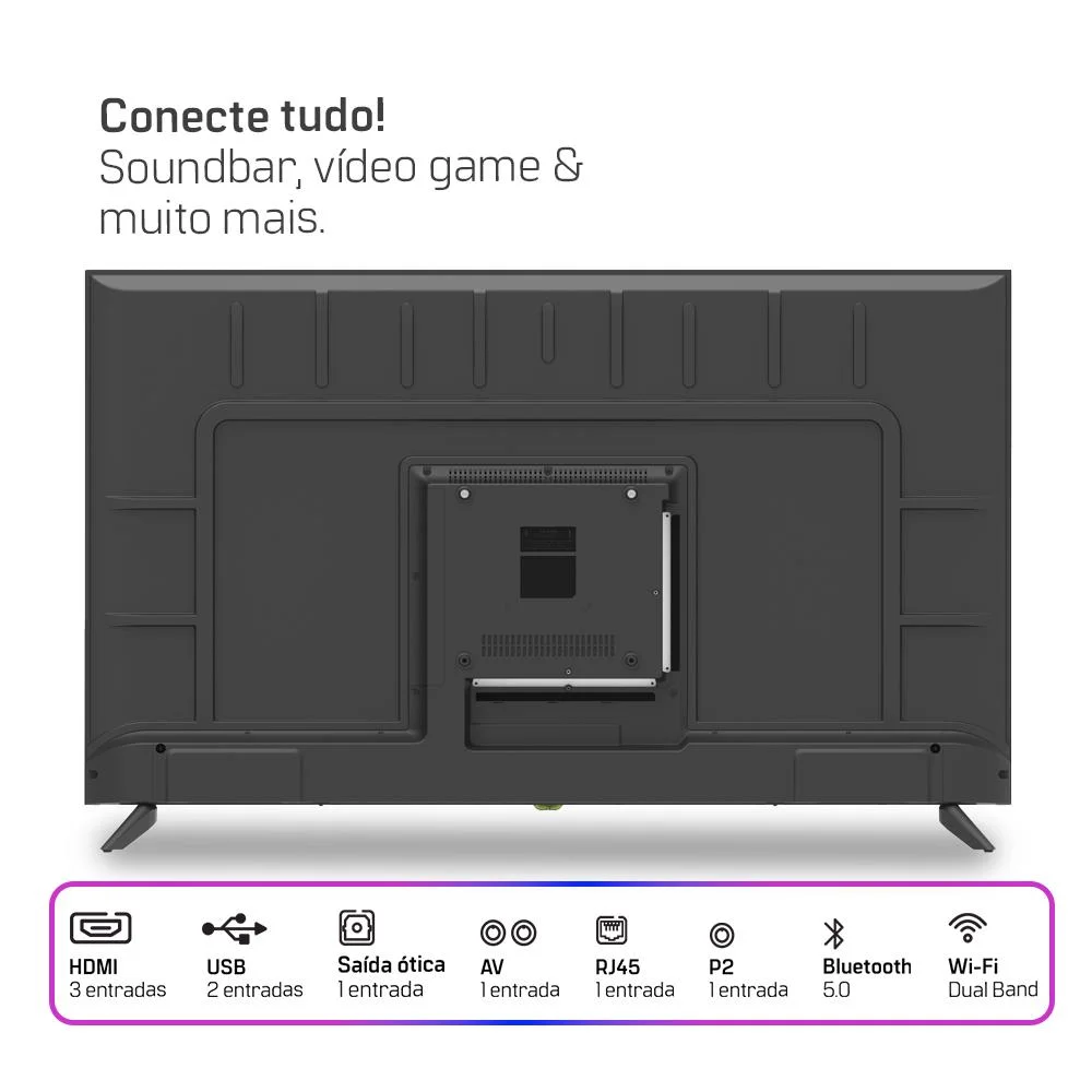 Smart TV  50 Polegadas HQ, 3 HDMI, 2 USB, tela Sem Bordas, Android 13 Design Slim - Hqs50nkhm - view 7