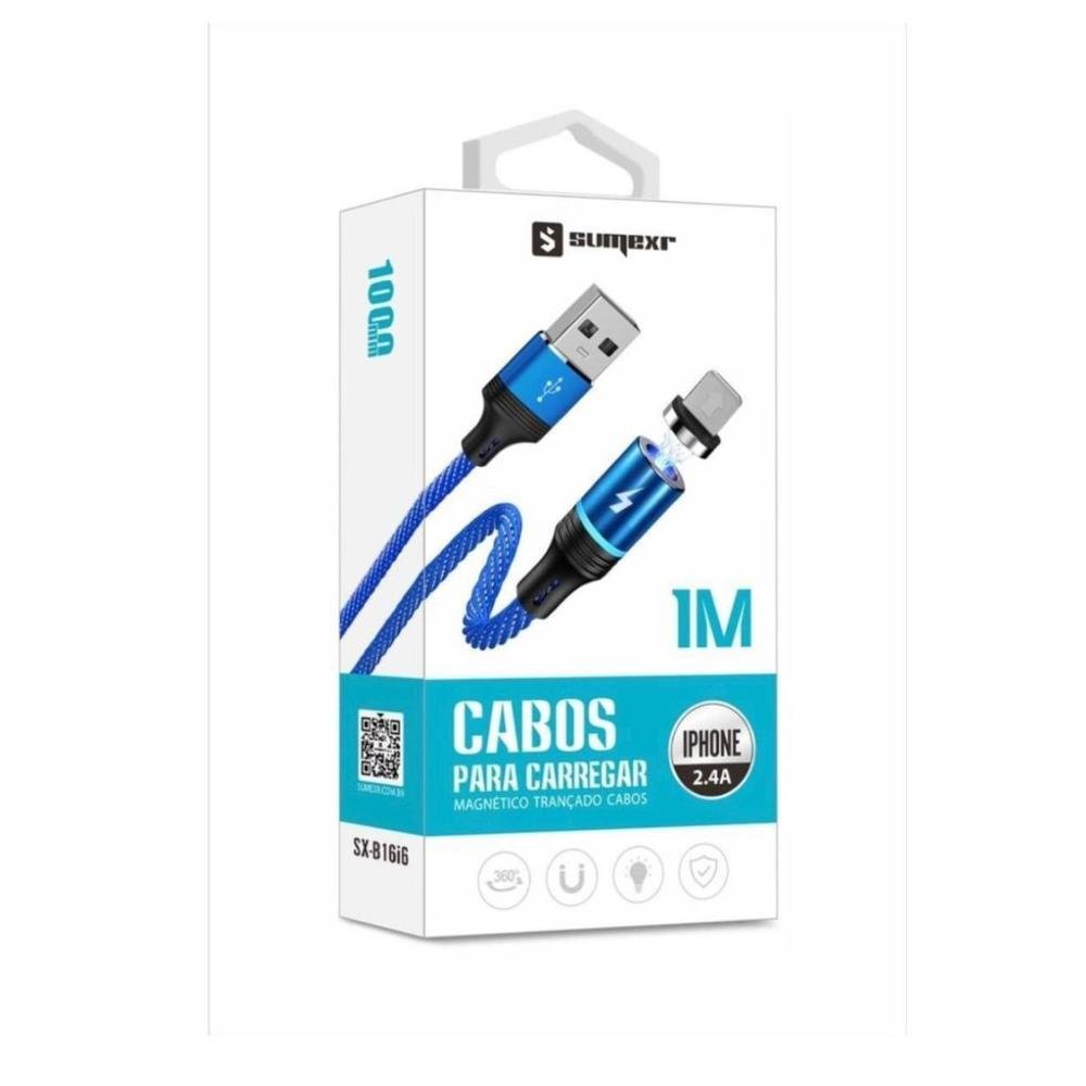 Imagem 2 de 3 do produto Cabo Para Carregador Magnético 2.4a 1 M Sumex - Sx-b16i6 (vermelho)