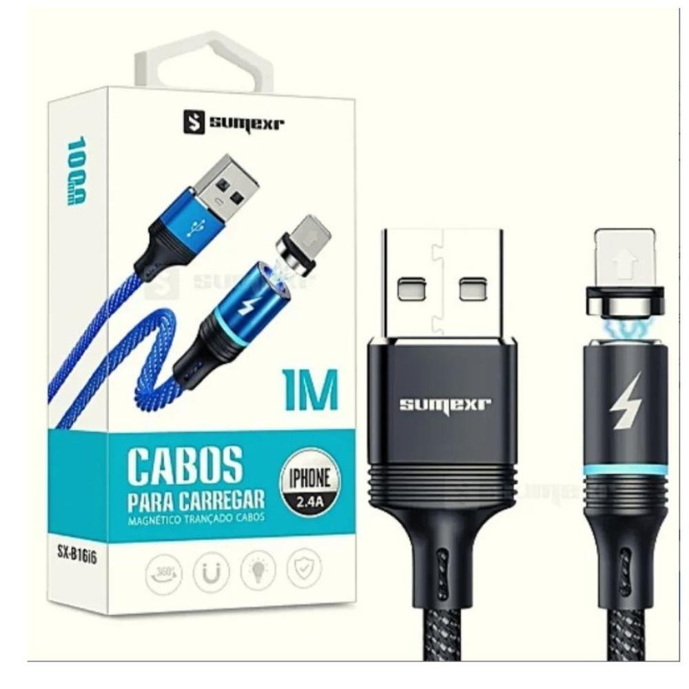 Imagem 2 de 3 do produto Cabo Para Carregador Magnético 2.4a 1 M Sumex - Sx-b16i6 ( Dourado )