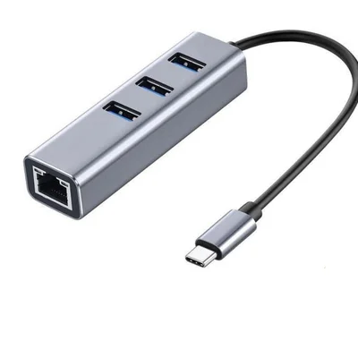 Hub Usb Tipo C 5gbps + Rede 10/100/1000 + 3 Portas Usb 3.0