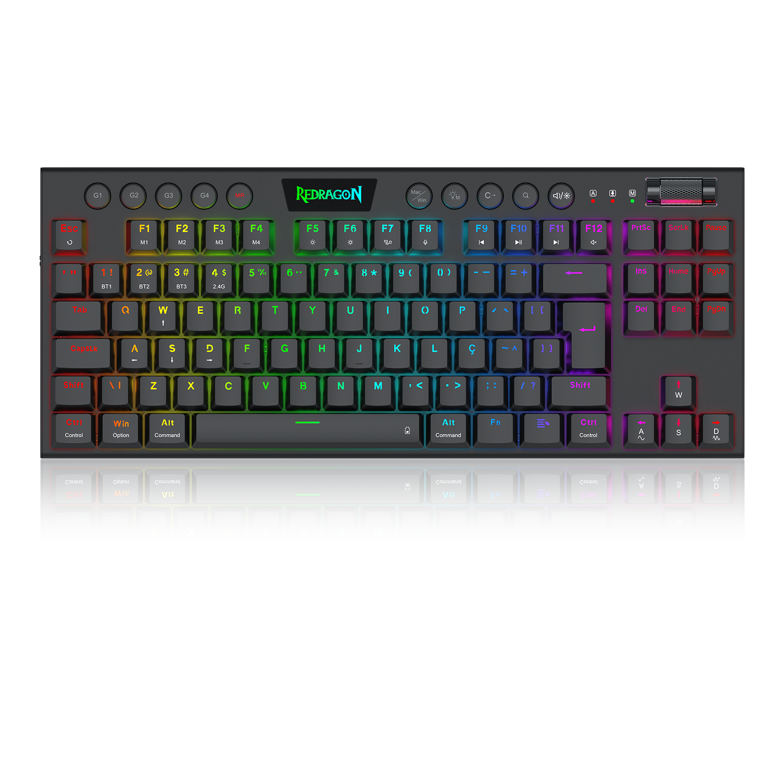 Teclado Gamer Redragon Horus Pro, Mecânico RGB Abnt2 Wirelles Bluetooth Switch Brown Preto
