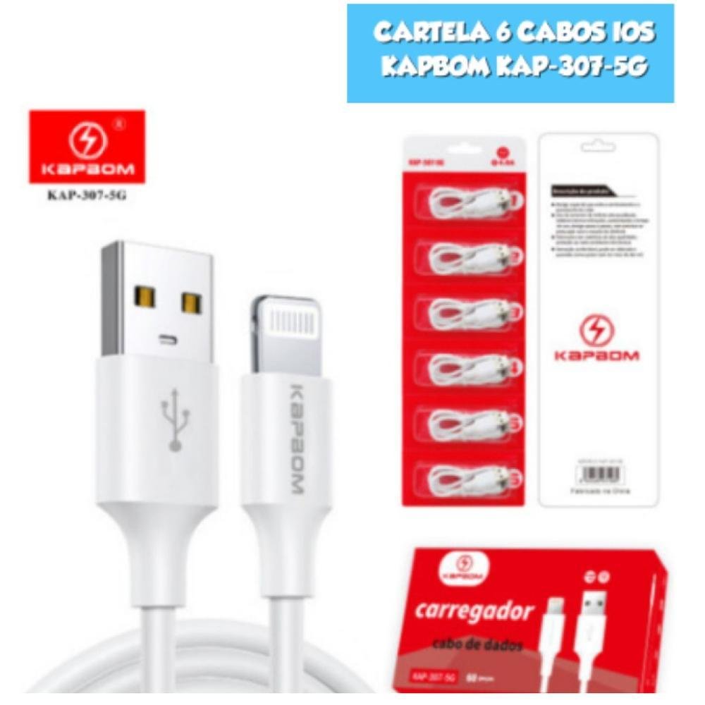 Imagem 2 de 4 do produto Cabo Para Celular Kapbom Kap-307-5g Cartela 6 Un