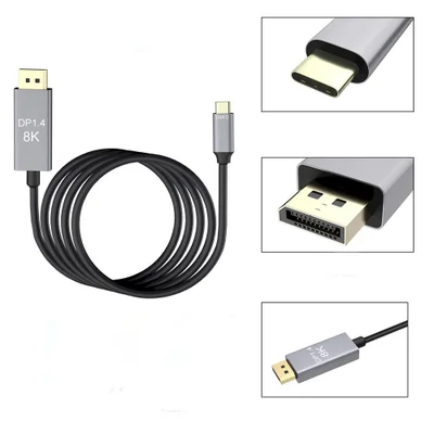 Cabo Adaptador Usb Tipo C X Displayport Macho 8k 60hz 1,8m.