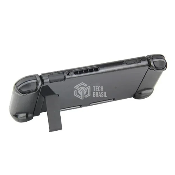 Capa Protetora Dock Flip Case Para Nintendo Switch Joy-con Removível + 4 Caps Transparente Preta Capa Protetora Dock Flip Case Para Nintendo Switch Joy-con Removível + 4 Caps Transparente Preta
