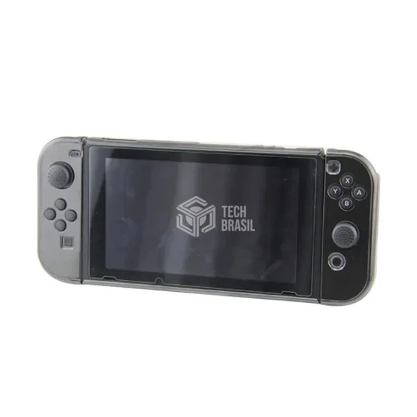 Capa Protetora Dock Flip Case Para Nintendo Switch Joy-con Removível + 4 Caps Transparente Preta Capa Protetora Dock Flip Case Para Nintendo Switch Joy-con Removível + 4 Caps Transparente Preta
