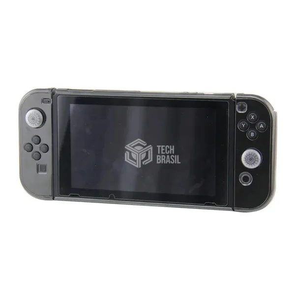 Capa Protetora Dock Flip Case Para Nintendo Switch Joy-con Removível + 4 Caps Transparente Preta Capa Protetora Dock Flip Case Para Nintendo Switch Joy-con Removível + 4 Caps Transparente Preta