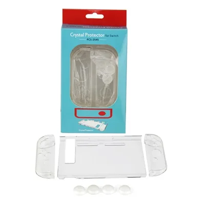 Capa Protetora Dock Flip Case Para Nintendo Switch Joy-con Removível + 4 Caps Transparente Branca