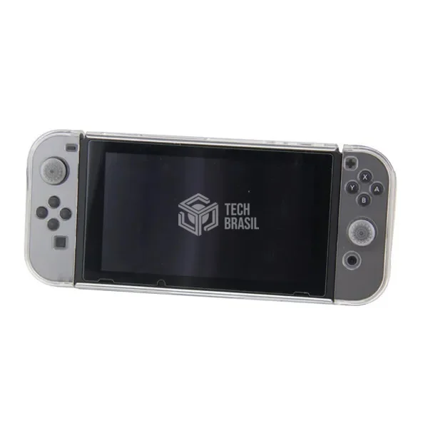 Imagem 2 de 5 do produto Capa Protetora Dock Flip Case Para Nintendo Switch Joy-con Removível + 4 Caps Transparente Branca