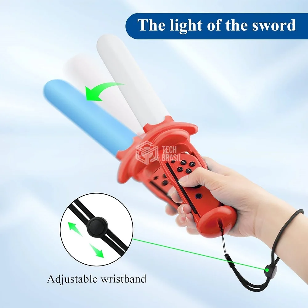 Imagem 2 de 5 do produto Espada LED Zelda Para Nintendo Switch E Switch OLED Joy-con Suporte Azul E Vermelho