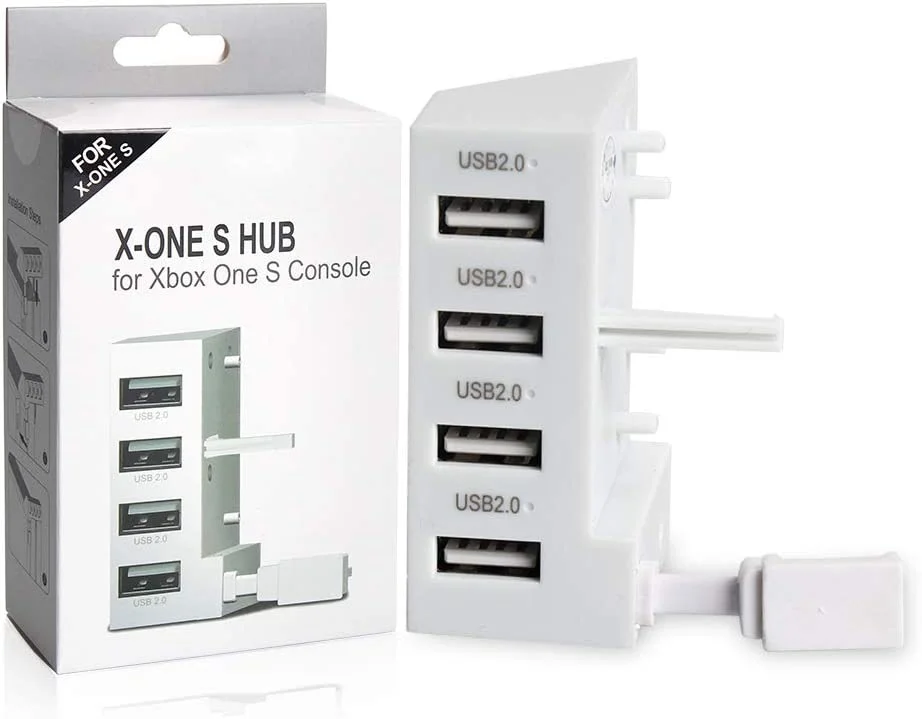 Imagem 1 de 5 do produto Hub Usb 4 Portas Para XBOX One S Slim Carregador Adaptador Branco