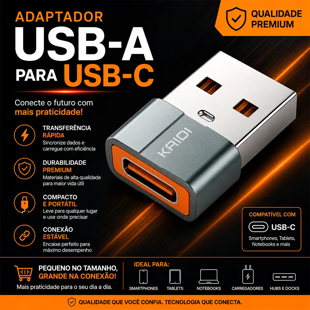 Imagem 2 de 5 do produto Adaptador Usb Tipo-c Macho Para Usb Fêmea Otg Transmissão Rápida