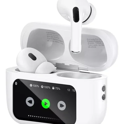 Fone Bluetooth Kaidi 5.3 Tela Touch Com Display Tws Branco