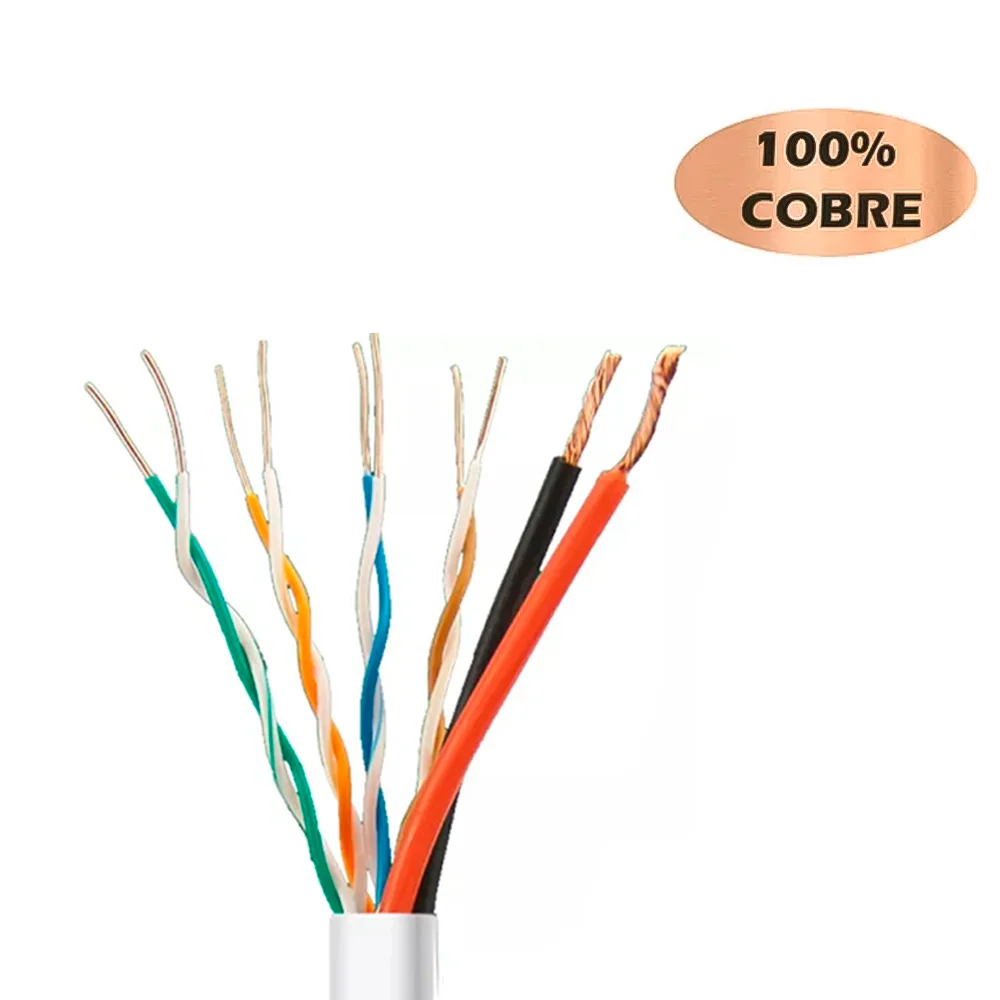 Imagem 2 de 5 do produto Rolo Cabo De Rede 100 Metros Condutti Com Alimentação Multicameras, 4x24awg(s) 2x1mm2(f) - Branco