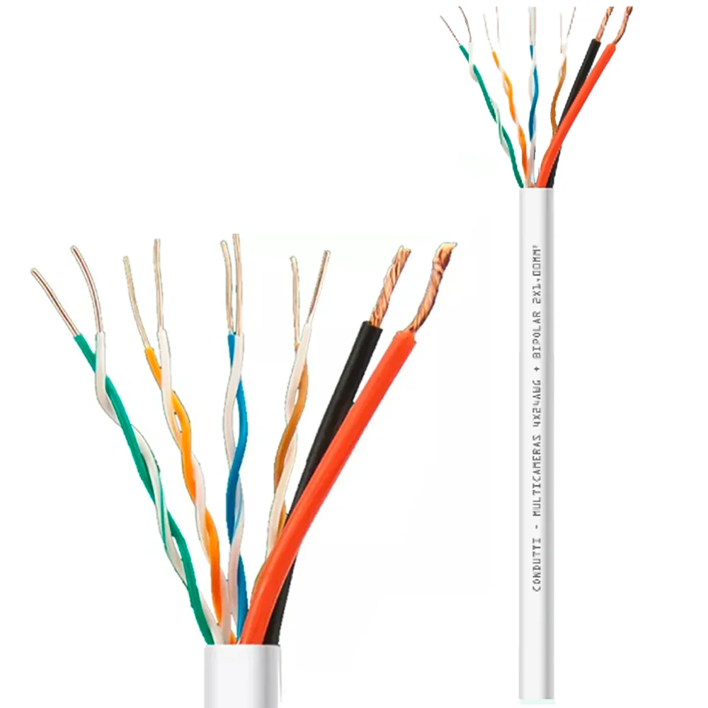 Imagem 5 de 5 do produto Rolo Cabo De Rede 100 Metros Condutti Com Alimentação Multicameras, 4x24awg(s) 2x1mm2(f) - Branco