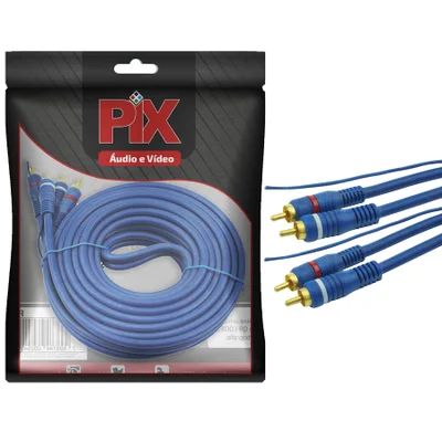 Cabo Rca 5 Metros Blindado 6mm Com Fio Remote - Pix