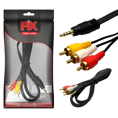 Cabo Rca Av P3/p2 Estéreo 90 + 3 Rca Macho Blindado Premium