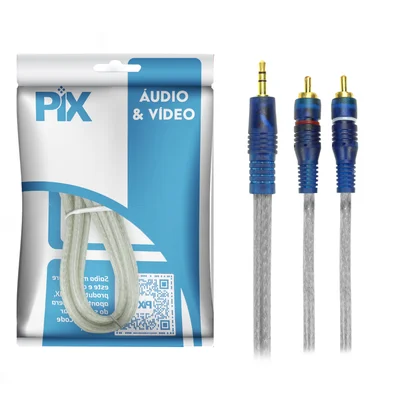 Cabos P2 Estéreo X 2 Rca 1 Metro Blindado Cristal Azul