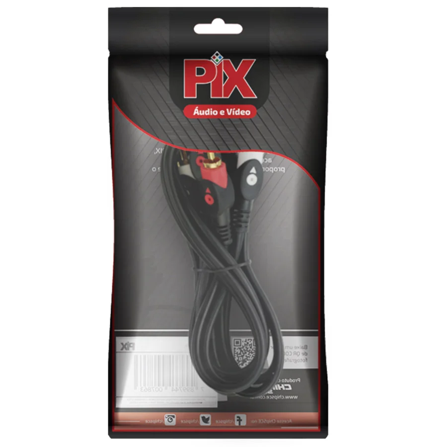 Imagem 2 de 3 do produto Cabo 2+2 Rca Áudio Vídeo 1,5 Metros Gold 24k Profissional