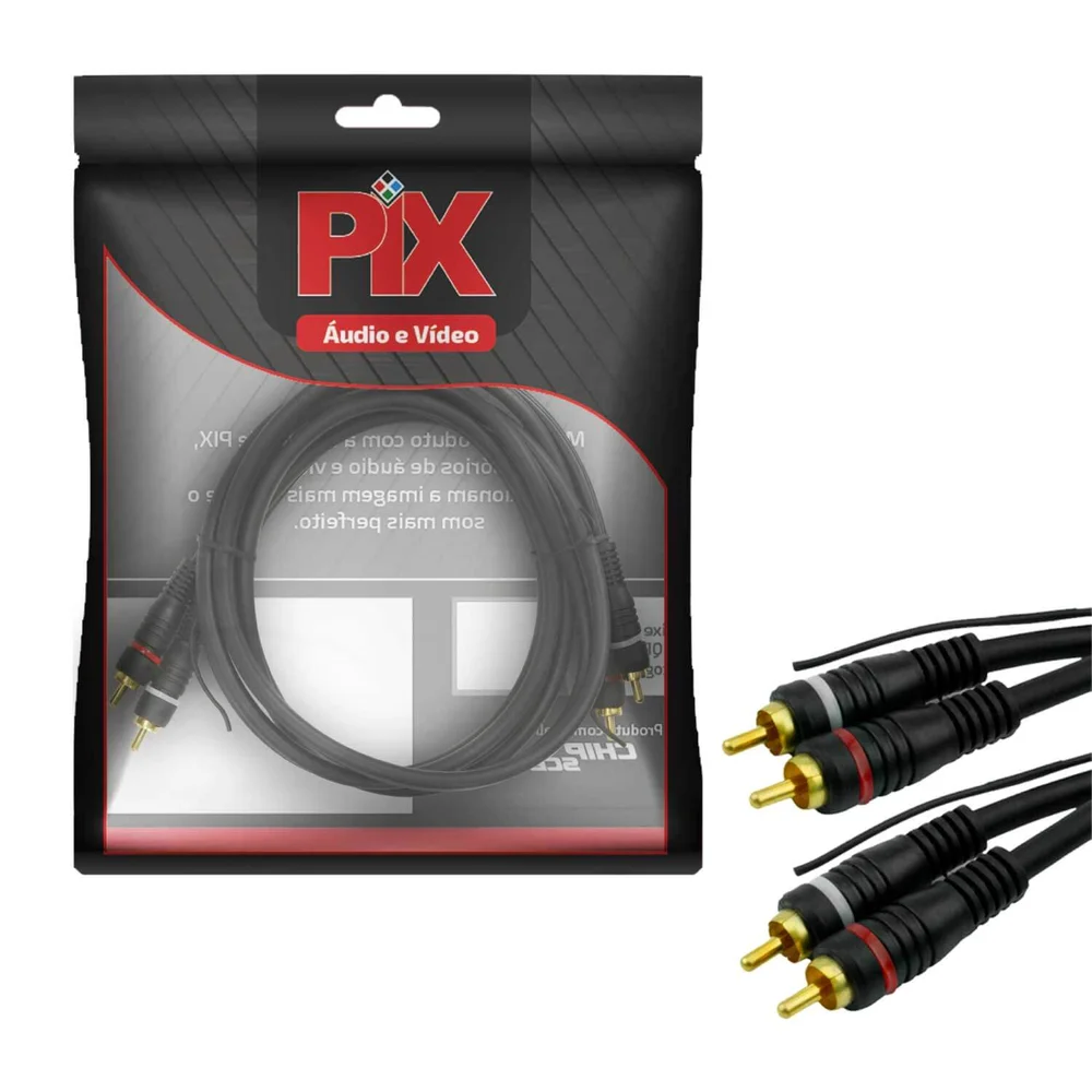 Imagem 2 de 3 do produto Cabo Rca 1,5metros 6mm Blindado Ouro Automotivo Profissional