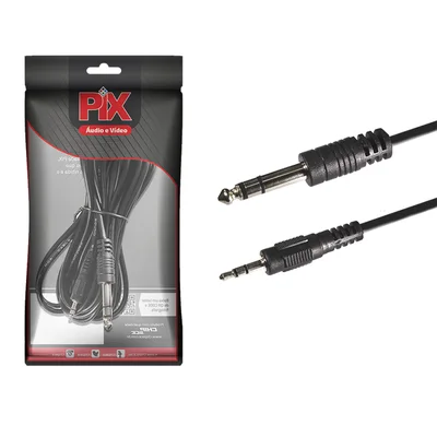 Cabo P2 Stereo Para P10 Stereo 5 Metros Plástico - Pix
