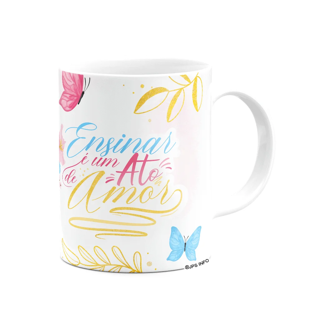 Imagem 3 de 3 do produto Caneca Floral Professor - Ensinar É Um Ato De Amor