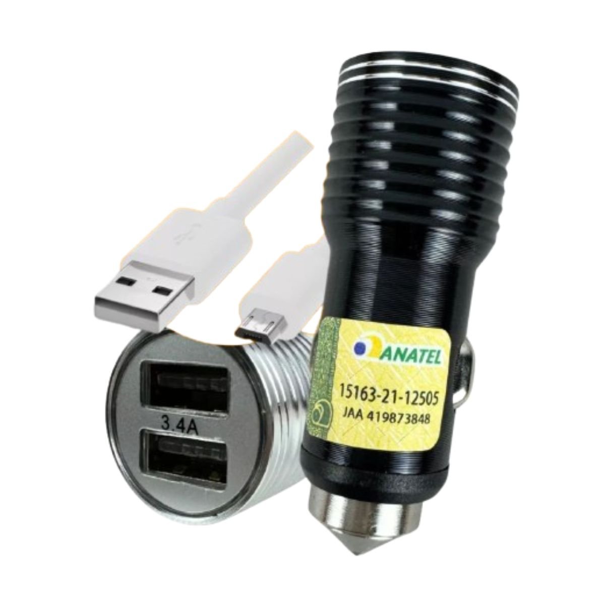 Carregador  Veicular 3.4 Micro Le-525v - Lelong (preto)