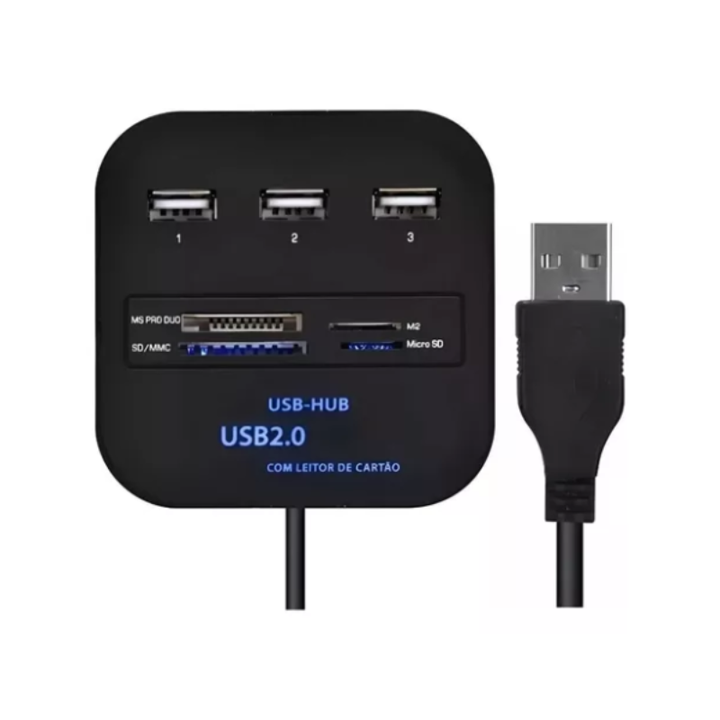 Hub Usb 2.0 Com Leitor De Cartão Mst-008 Tomate