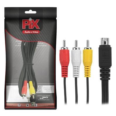 Cabo 3 Rca Para 1 Mini Din Com 10 Pinos Para Receptor