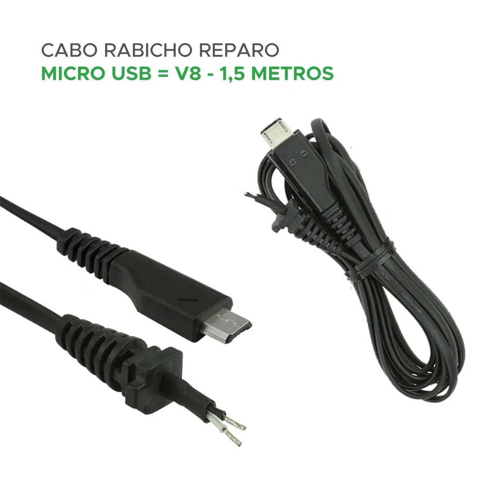Imagem 2 de 3 do produto 5x Cabo Rabicho Reparo Micro Usb / V8 - 1,5 Metros