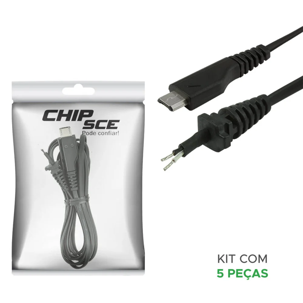 Imagem 3 de 3 do produto 5x Cabo Rabicho Reparo Micro Usb / V8 - 1,5 Metros