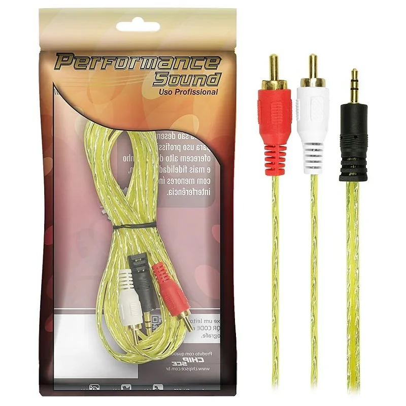 Imagem 3 de 3 do produto Cabo Rca C/2 + P2 Cristal 1,8m Performance Sound Chip Sce