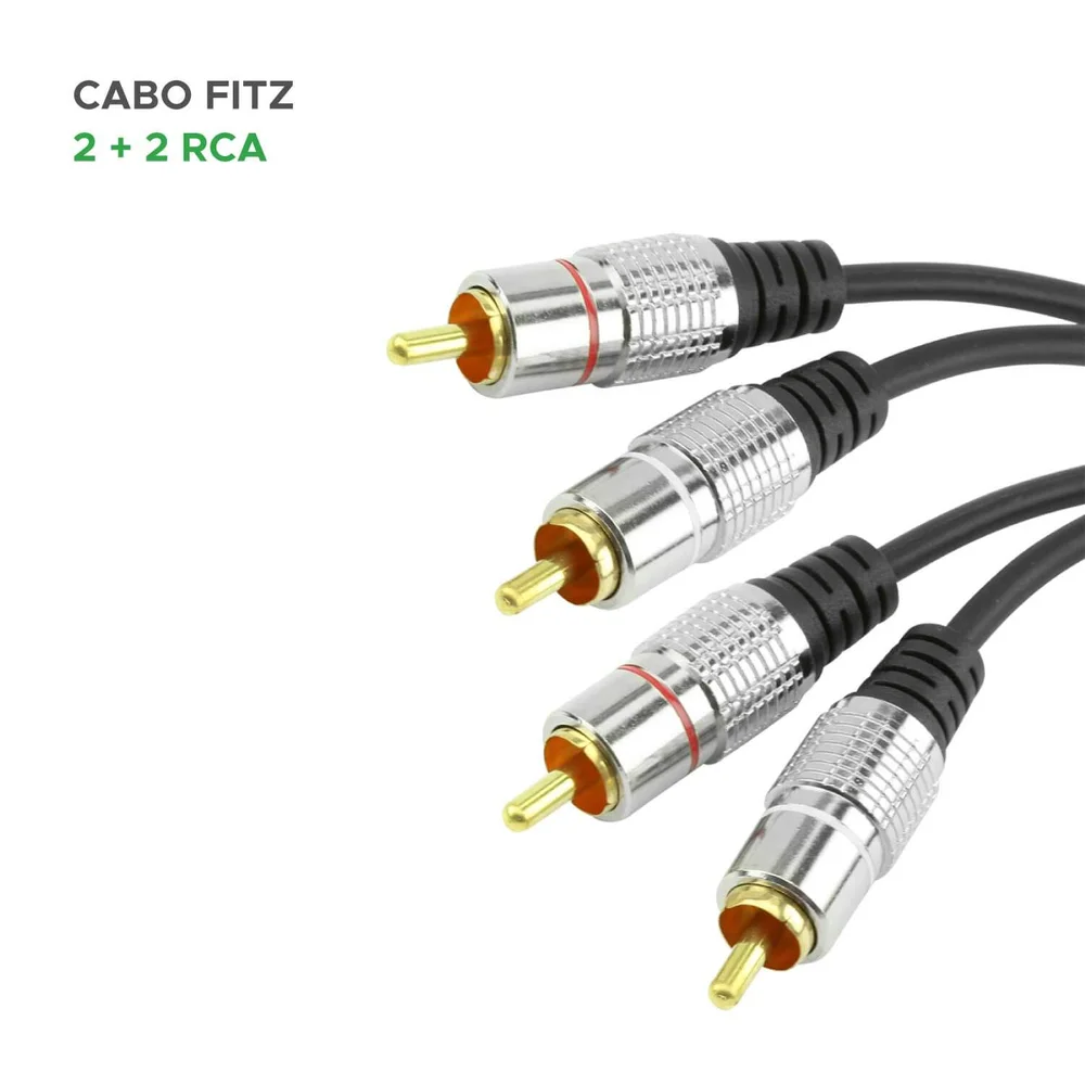 Imagem 3 de 3 do produto Cabo Rca 10 Metros Dupla Blindagem Cobre 2+2 Rca - Blindado