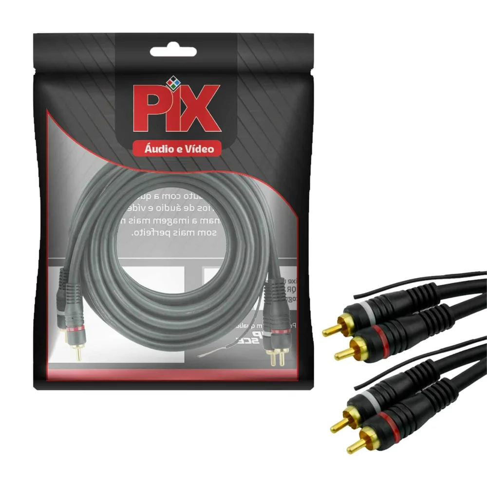 Imagem 3 de 3 do produto Cabo Rca 3 Metros 6mm Blindado Ouro Automotivo Profissional