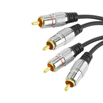Cabo Rca 5 Metros Dupla Blindagem Cobre 2+2 Rca 5m Blindado