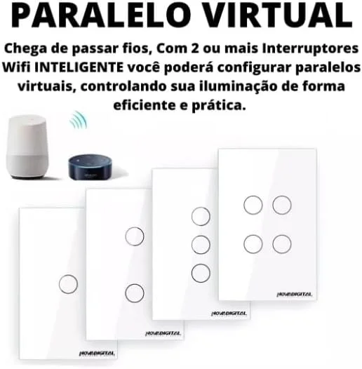 Imagem 4 de 5 do produto Interruptor Inteligente Lite 2 Botões Touch Wi-fi Branco Novadigital Lite-ws2-w