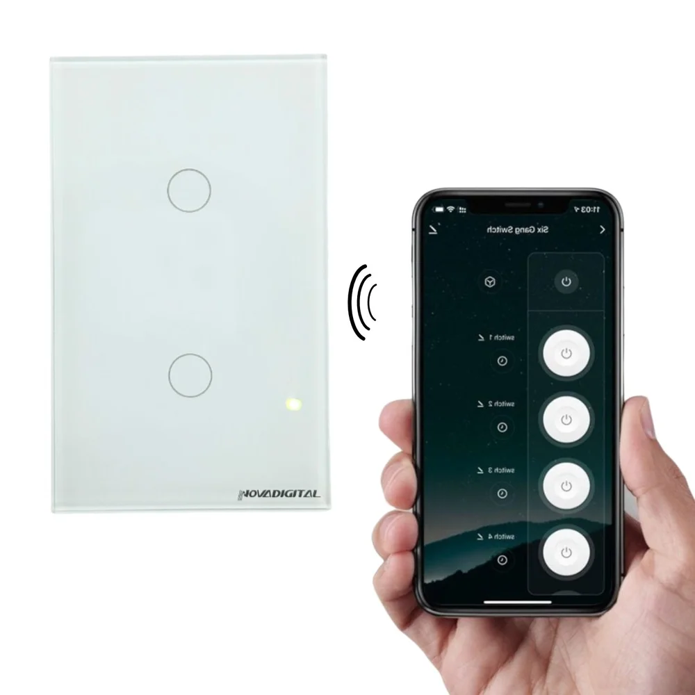Imagem 5 de 5 do produto Interruptor Inteligente Lite 2 Botões Touch Wi-fi Branco Novadigital Lite-ws2-w