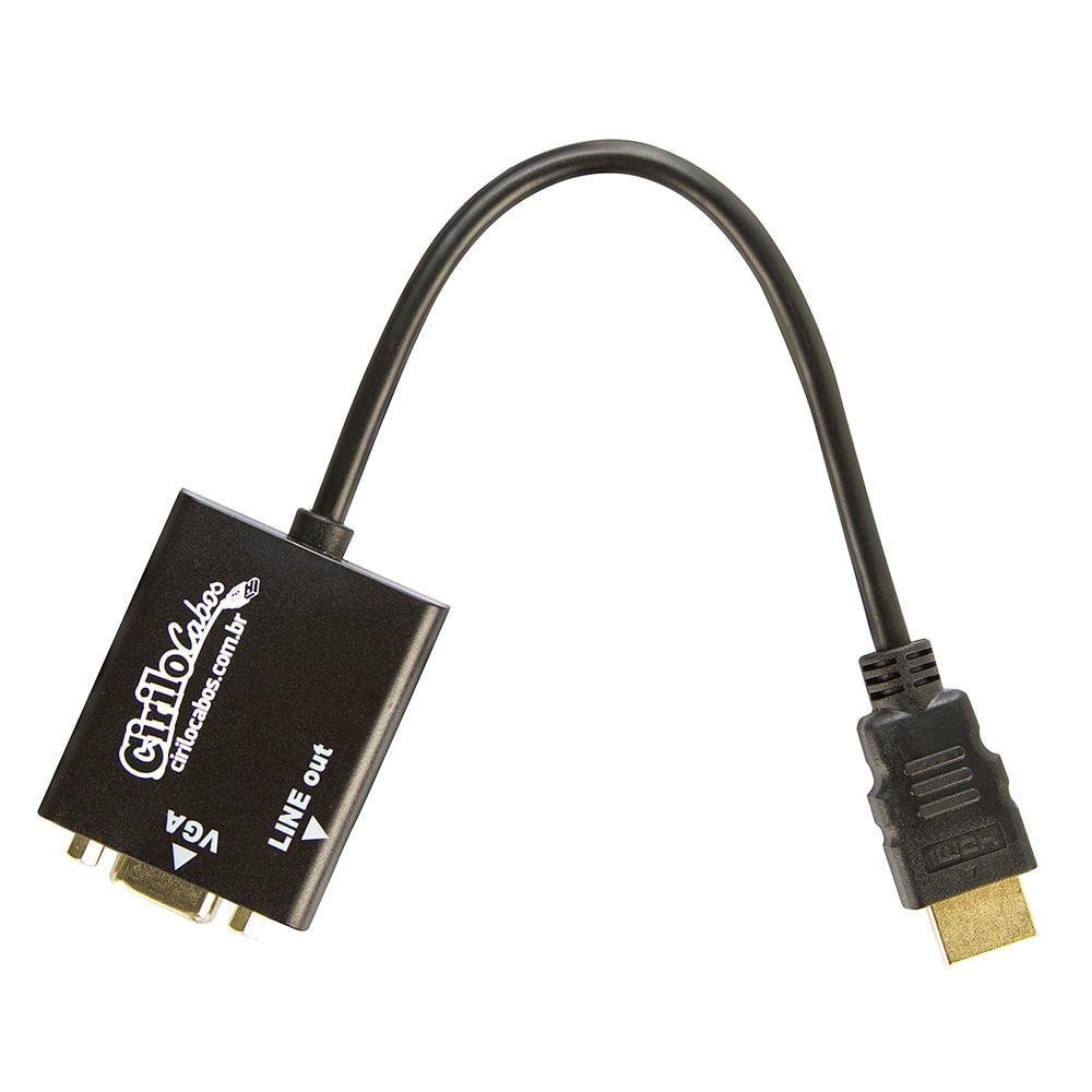 Cabo Conversor HDMI Para Vga Com Áudio