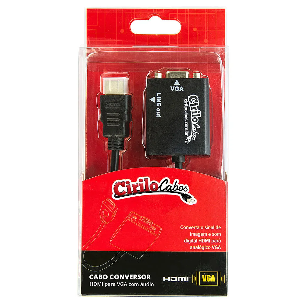 Imagem 4 de 4 do produto Cabo Conversor HDMI Para Vga Com Áudio