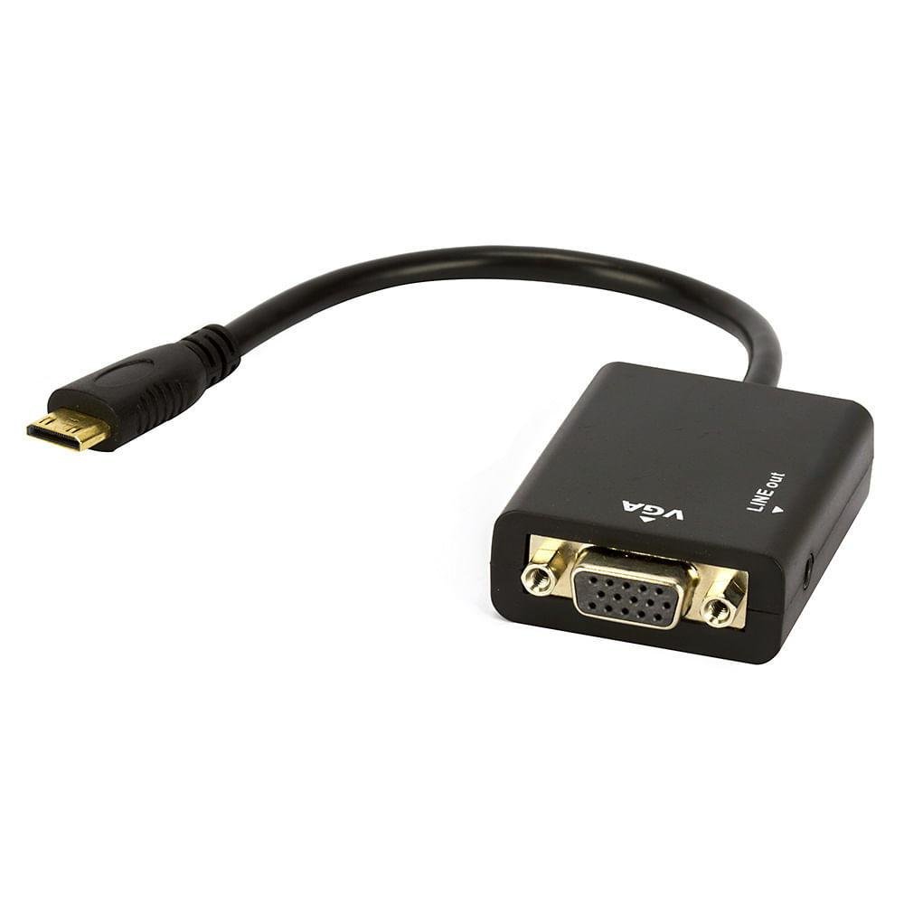 Imagem 3 de 4 do produto Cabo Adaptador Mini HDMI Para Vga Com Áudio - Preto
