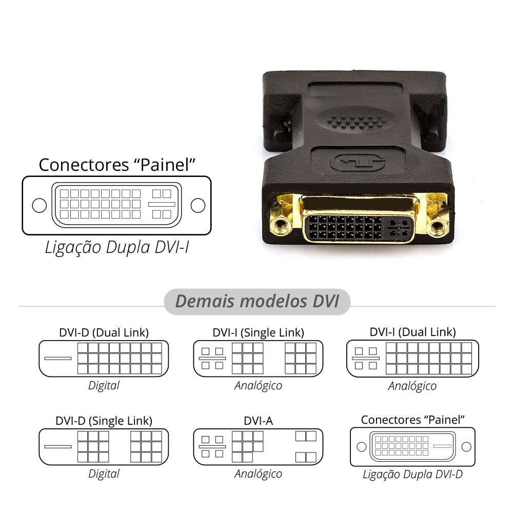 Imagem 2 de 4 do produto Adaptador Dvi-i Fêmea Para Vga - Macho