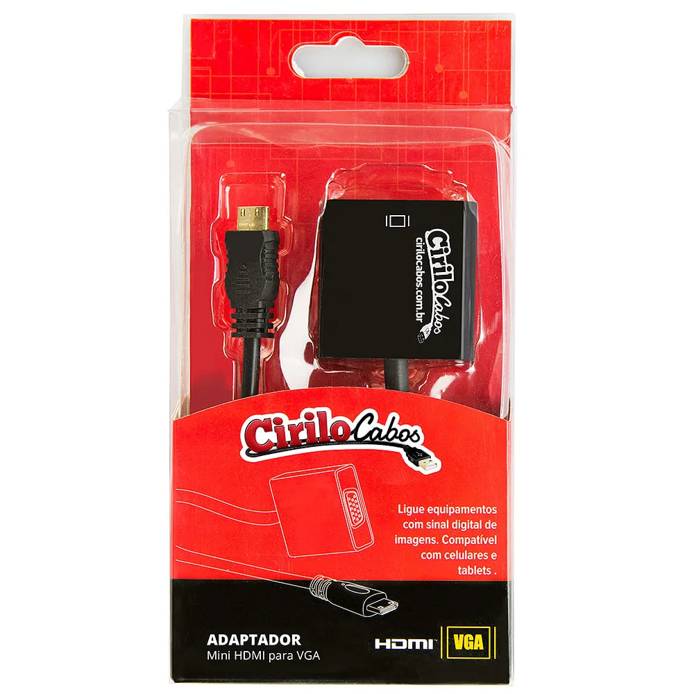 Imagem 3 de 3 do produto Cabo Conversor Adaptador Mini HDMI Para Vga - Cirilo Cabos