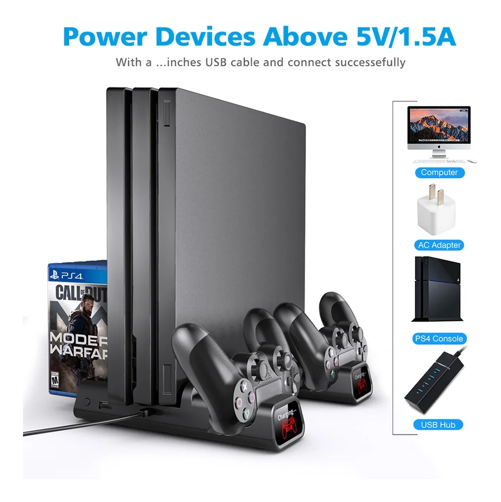 Imagem 5 de 5 do produto Base Suporte Vertical Carregador Cooler 3 Em 1 Ps4 Slim Pro